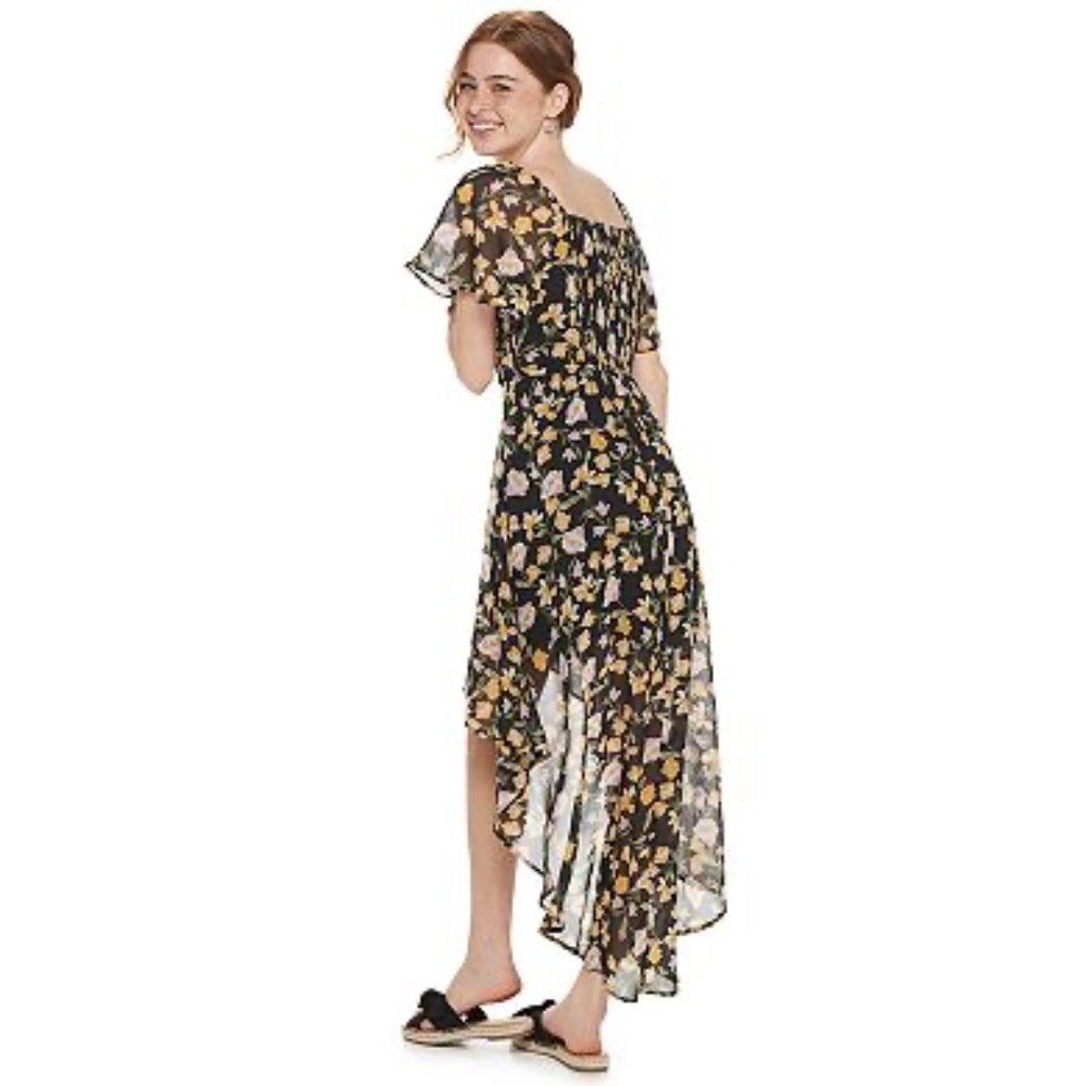 Lily Rose Black Floral Patterned V-Neck Surplice High-Low Maxi Dress XXL NEW NWT - Picture 5 of 9